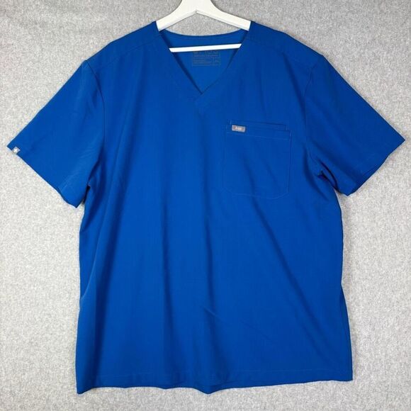 Figs technical collection scrub top v neck womens XXL blue halthcare nursing - Picture 1 of 6